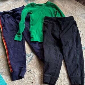 Primary Black and Navy Joggers with Rainbow Stripe Bundle